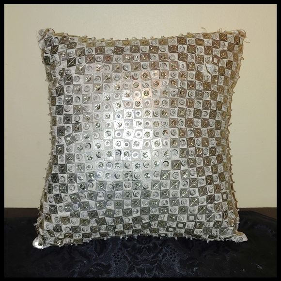 Max Studio Other - Max Studio Silver Sequined Accent Pillow